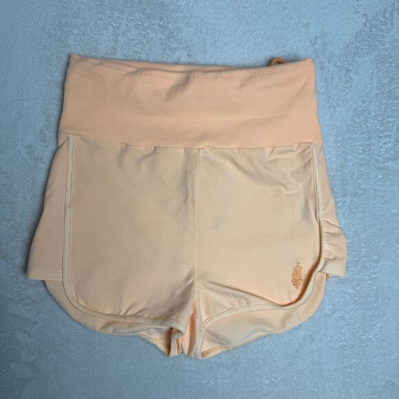 Free People Limitless Roll Over Shorts Peach Size Small Cotton Blend Peach - Picture 1 of 9